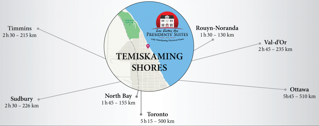 Temiskaming Shores est situé stratégiquement dans le nord-est de l'Ontario et près du nord-ouest Québécois.