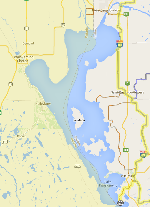 The Temiskaming Quebec side Snowmobile trails map / Carte des sentiers de motoneige de la région du Témiscamingue sur le côté du Qébec