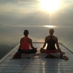 Early morning meditation on the Presidents' Suites private dock on the shores of lake Temiskaming. / Méditation du matin sur le quai privé des Suites des Présidents au bord du lac Témiskaming.