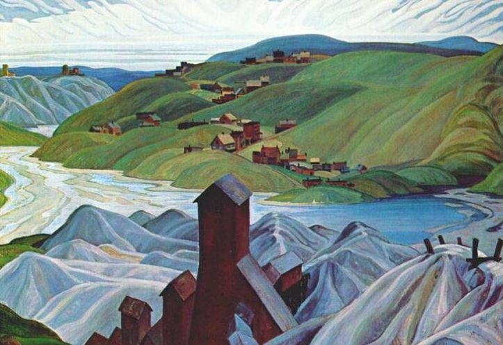 A Cobalt painting by Franklin Carmichael - Culture and history a category of the Destination Temiskaming blog. / Peiture Northern Silver Mine d'un membre du groupe des sept. La Culture et l'histoire une partie importante du blog Destination Temiskaming.