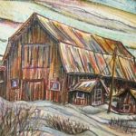Hilliardton Barn, Mixed media (acrylic/pastel) by Laura Landers