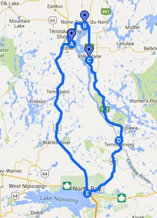 Lake Temiskaming Tour Map, where you will find one lake, two provinces, three cultures / Le tour du lac Témiskaming, un lac, deux provinces et trois cultures