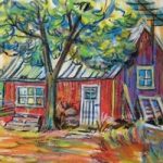 Red Tool Shed - Mixed media (acrylic/pastel) by Laura Landers