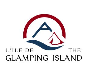 le logo de l'île de glamping sur le lac Temiskaming