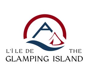 le logo de l'île de glamping sur le lac Temiskaming